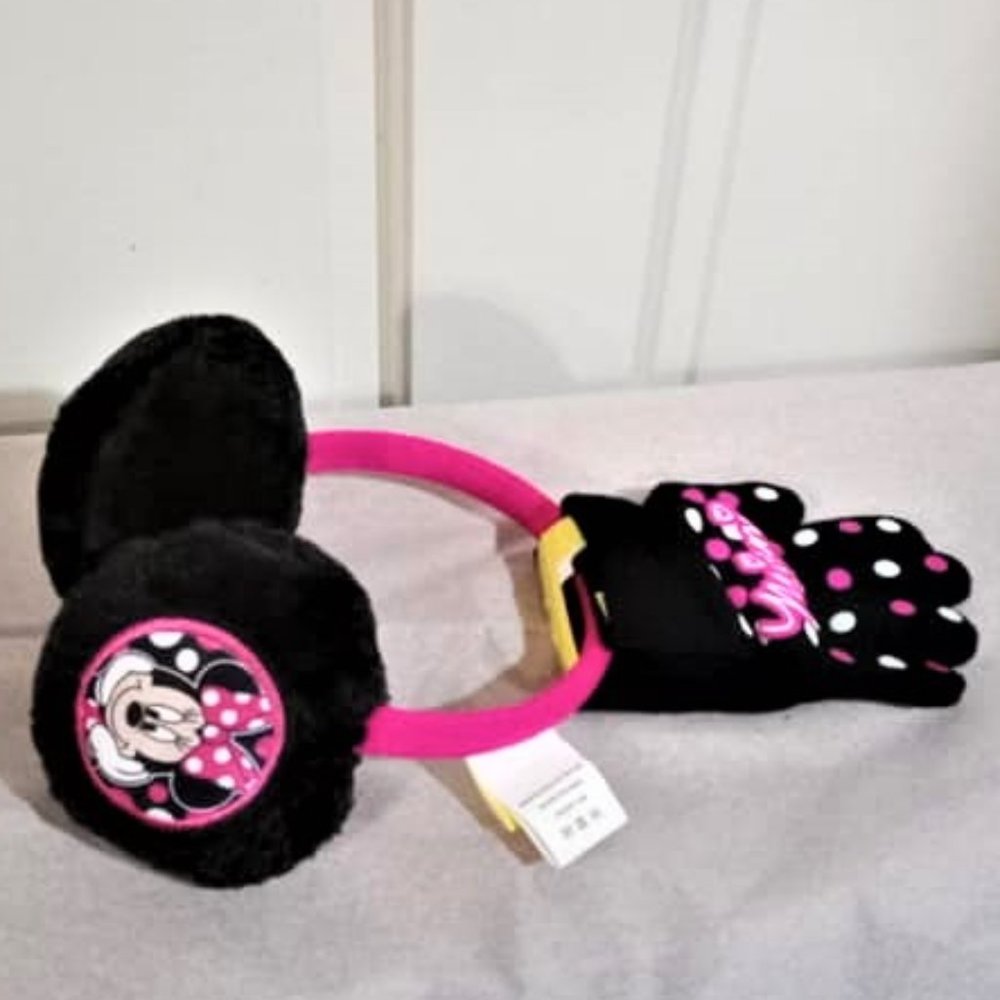 Disney Minnie Mouse Girls Earmuff & Gloves NWT